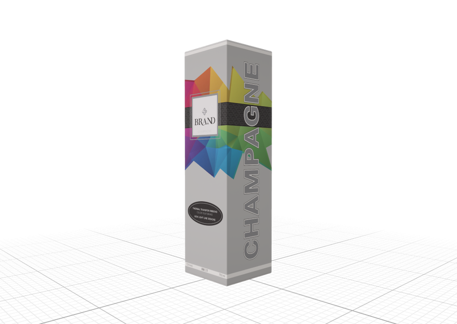 Finished 3D mockup of the champagne packaging in DREAMCOMPOSER®